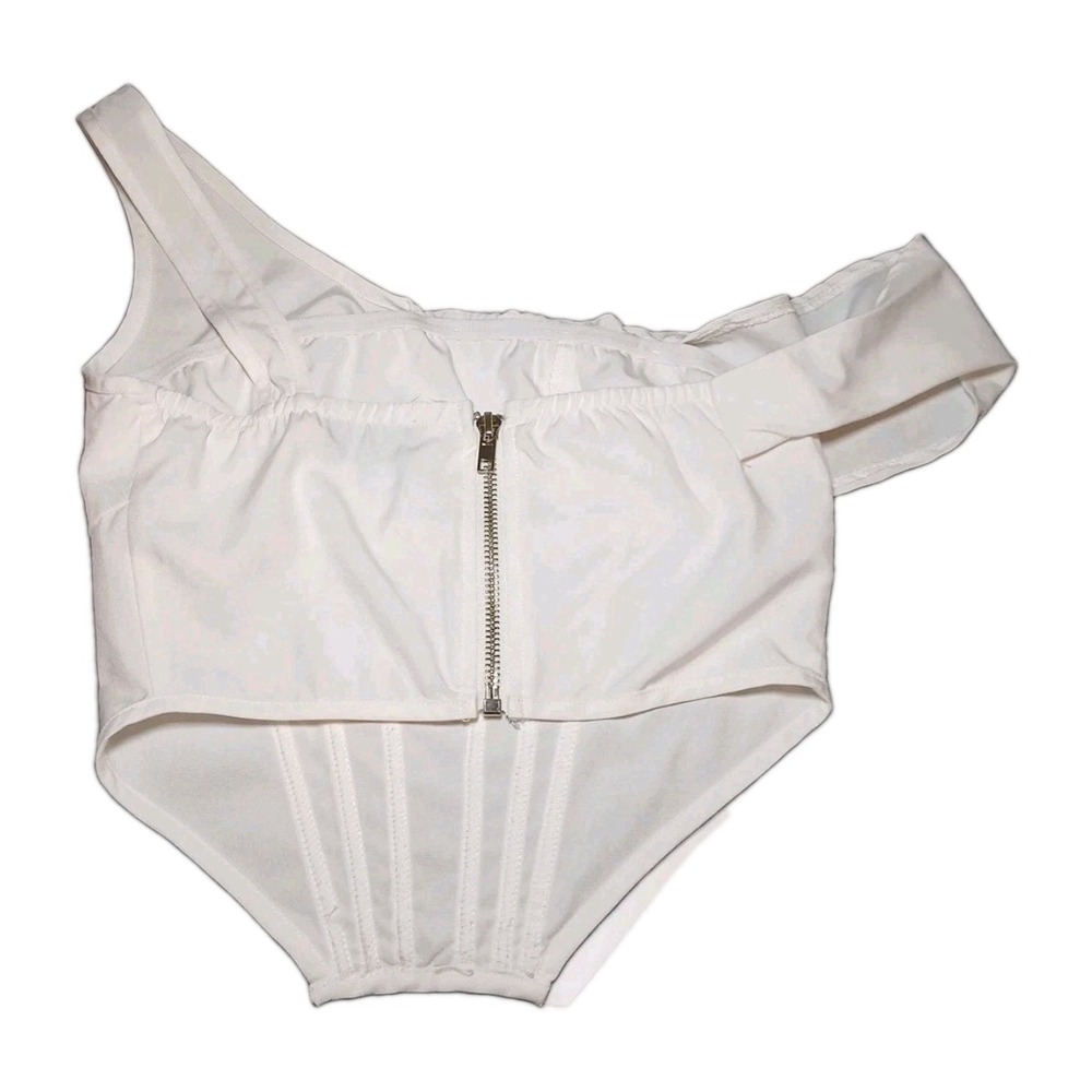White Fox Womens XS White Bustier Corset Top Hook Eye Zip Bridal Going Out - Picture 3 of 9